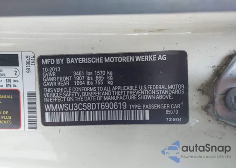 2013 Mini Hardtop Cooper z USA, uszkodzony, nr VIN WMWSU3C58DT690619